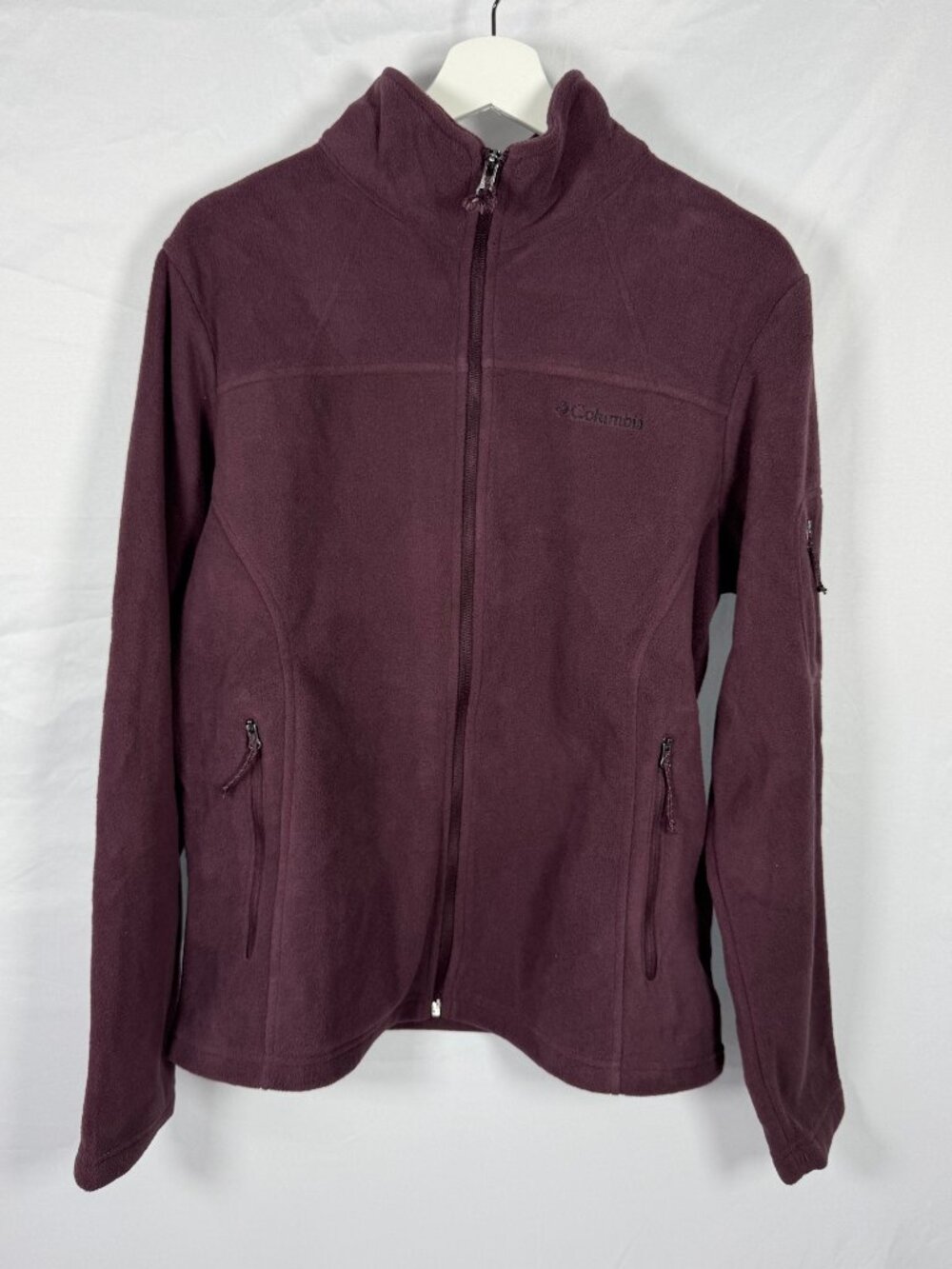 Columbia Full Zip Plum Purple Fleece Jacket Size XL Coat Pockets Soft Outdoors